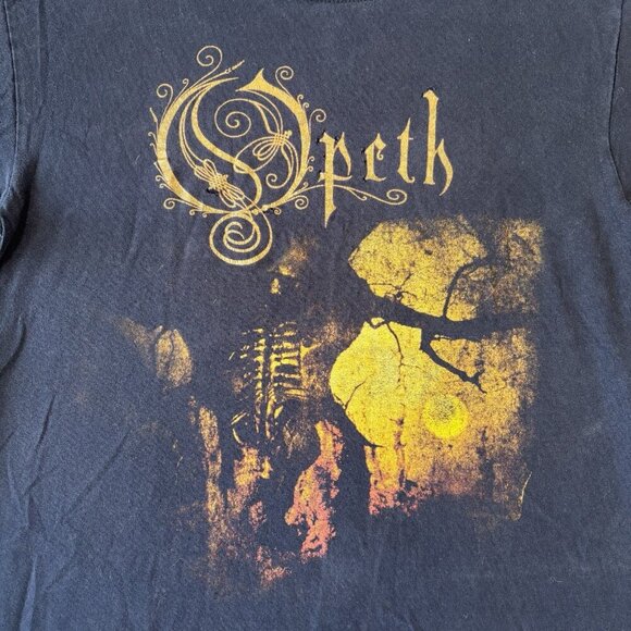 Vintage OPETH Swedish Metal t shirt RING Mens M Black Sweden Rock FADED HOLES!! - Picture 2 of 12